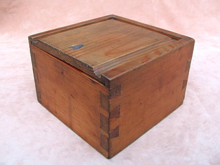 View of compass dove tailed box with sliding lid closed 
